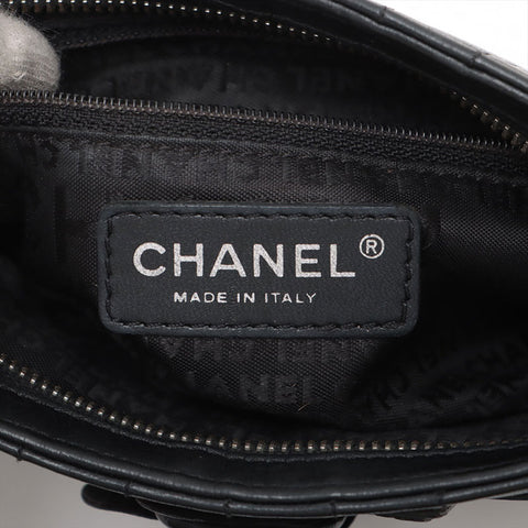 CHANEL Lambskin No. 10 2005-2006 Camellia Handbag black WS15674
