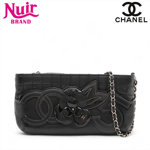 CHANEL Lambskin No. 10 2005-2006 Camellia Handbag black WS15674