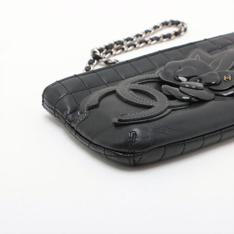 CHANEL Lambskin No. 10 2005-2006 Camellia Handbag black WS15674