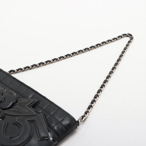 CHANEL Lambskin No. 10 2005-2006 Camellia Handbag black WS15674