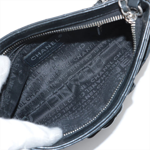 CHANEL Lambskin No. 10 2005-2006 Camellia Handbag black WS15674