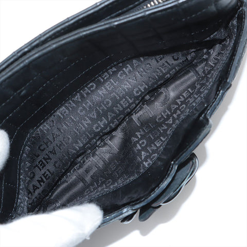CHANEL Lambskin No. 10 2005-2006 Camellia Handbag black WS15674