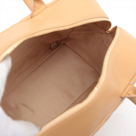 CHANEL No. 8 2003-2004 Caviar Skin Matelasse Bowling Large COCO Mark Handbag beige WS15675