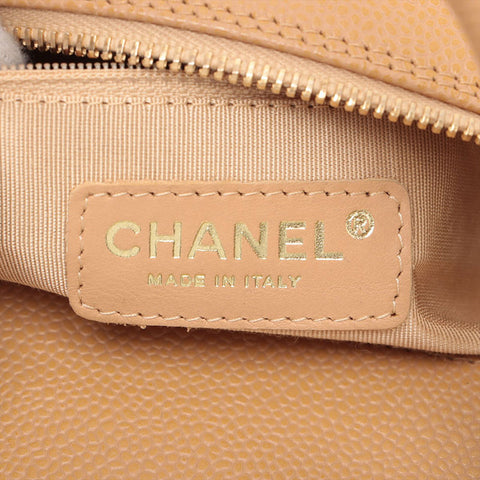 CHANEL No. 8 2003-2004 Caviar Skin Matelasse Bowling Large COCO Mark Handbag beige WS15675