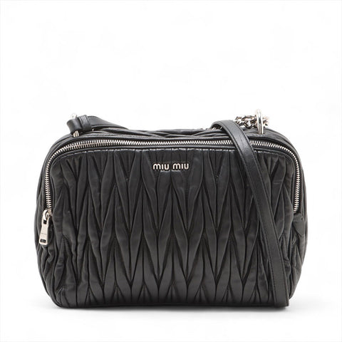 Miu Miu Matelasse Nappa Leather Chain Shoulder Bag black WS15676