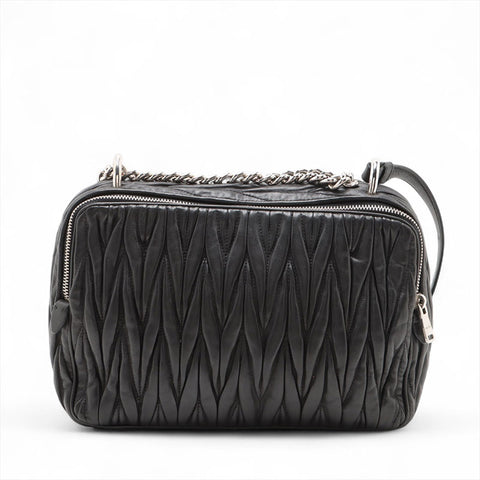 Miu Miu Matelasse Nappa Leather Chain Shoulder Bag black WS15676