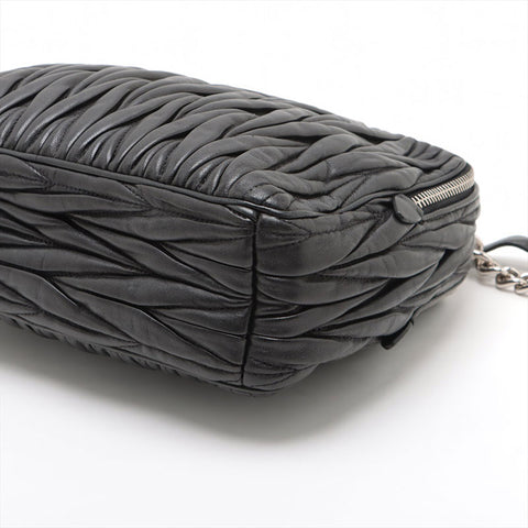 Miu Miu Matelasse Nappa Leather Chain Shoulder Bag black WS15676