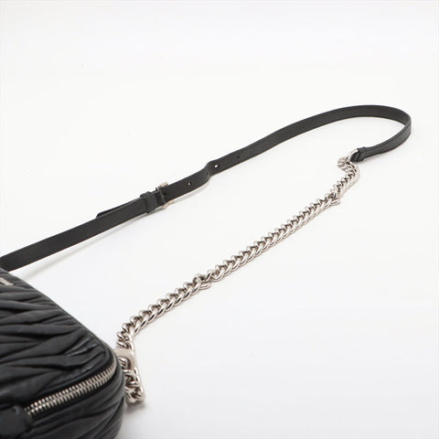 Miu Miu Matelasse Nappa Leather Chain Shoulder Bag black WS15676