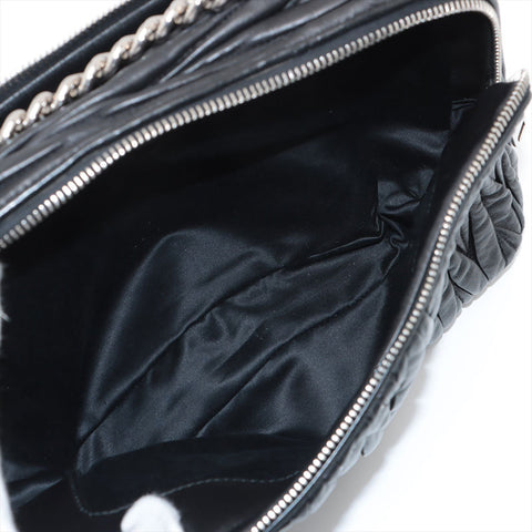 Miu Miu Matelasse Nappa Leather Chain Shoulder Bag black WS15676