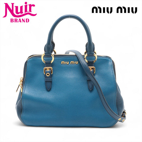 Miu Miu Leather 2way Handbag blue WS15677