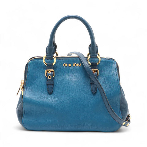 Miu Miu Leather 2way Handbag blue WS15677