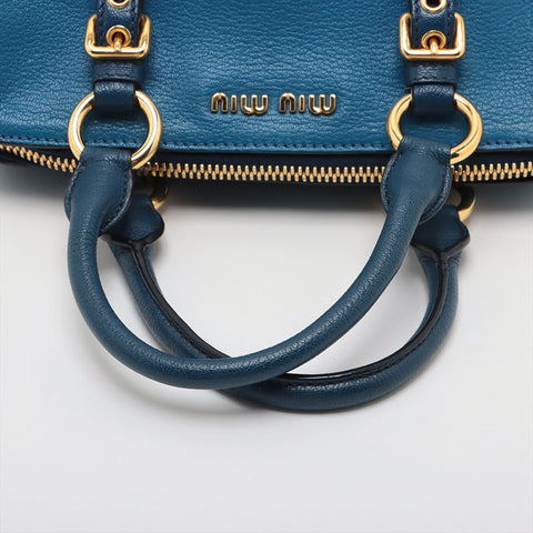 Miu Miu Leather 2way Handbag blue WS15677
