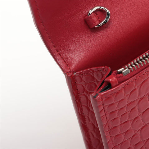 YVES SAINT LAURENT Embossed Leather Kate Shoulder Bag Red WS15678