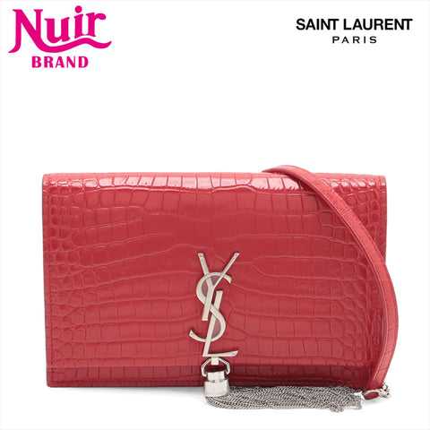 YVES SAINT LAURENT Embossed Leather Kate Shoulder Bag Red WS15678