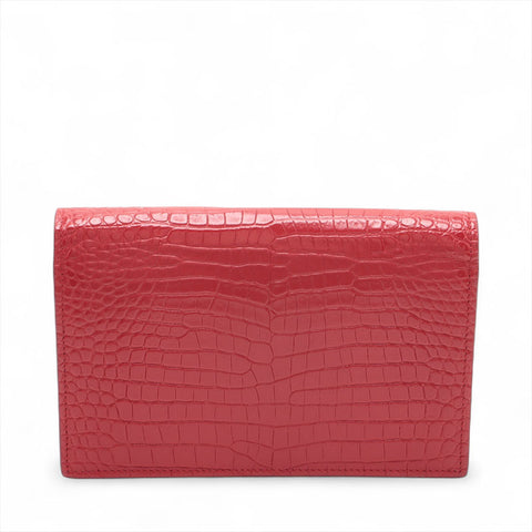 YVES SAINT LAURENT Embossed Leather Kate Shoulder Bag Red WS15678