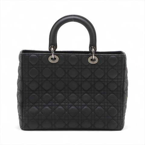 Christian Dior Large 2-way Lady Dior Silver Metal Matte Handbag black WS15680