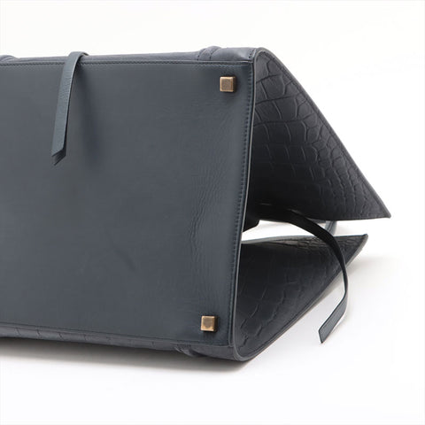 CELINE Embossed Leather Phantom Luggage Handbag Navy WS15684