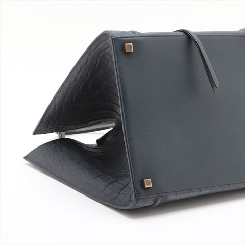 CELINE Embossed Leather Phantom Luggage Handbag Navy WS15684