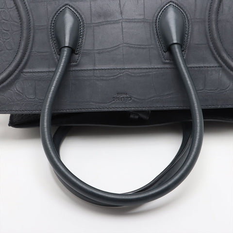CELINE Embossed Leather Phantom Luggage Handbag Navy WS15684
