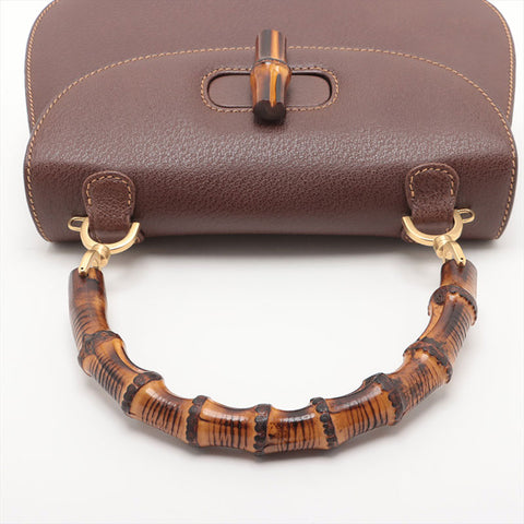 GUCCI Bamboo 2way leather Handbag Brown WS15685