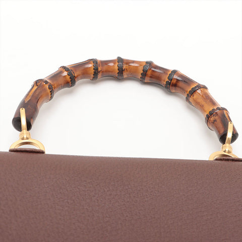 GUCCI Bamboo 2way leather Handbag Brown WS15685