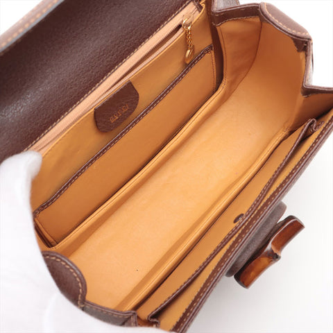 GUCCI Bamboo 2way leather Handbag Brown WS15685