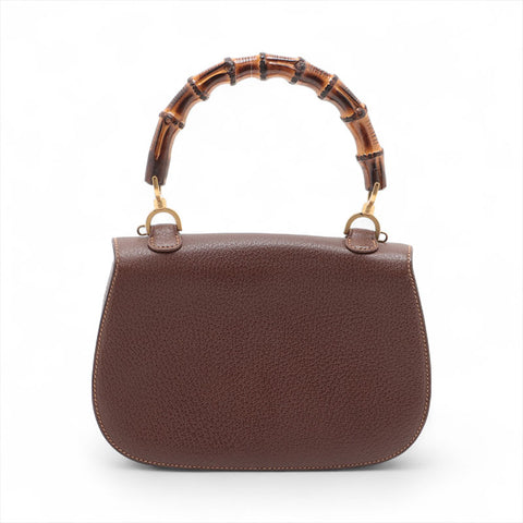 GUCCI Bamboo 2way leather Handbag Brown WS15685