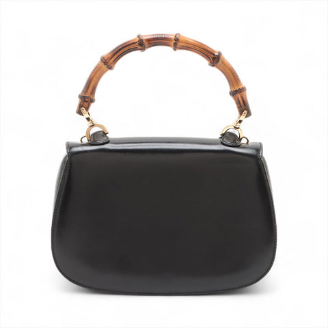 GUCCI Bamboo 2way leather Handbag black WS15686