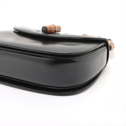 GUCCI Bamboo 2way leather Handbag black WS15686