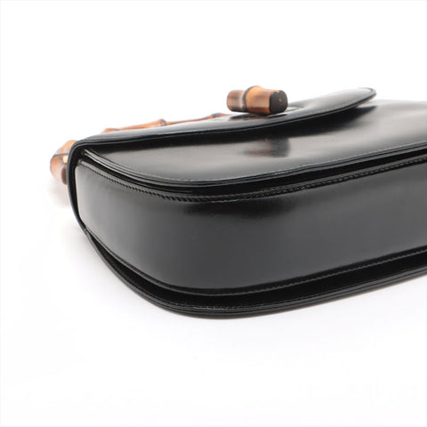 GUCCI Bamboo 2way leather Handbag black WS15686