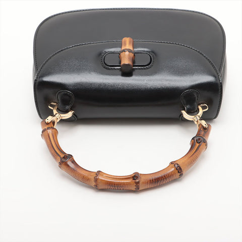 GUCCI Bamboo 2way leather Handbag black WS15686