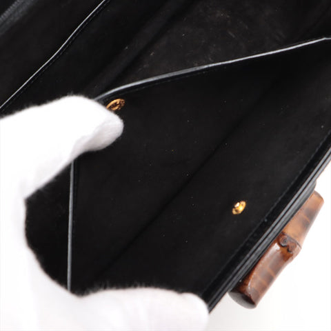 GUCCI Bamboo 2way leather Handbag black WS15687