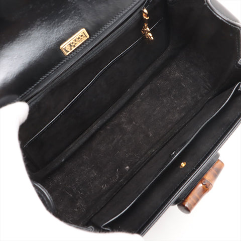 GUCCI Bamboo 2way leather Handbag black WS15687