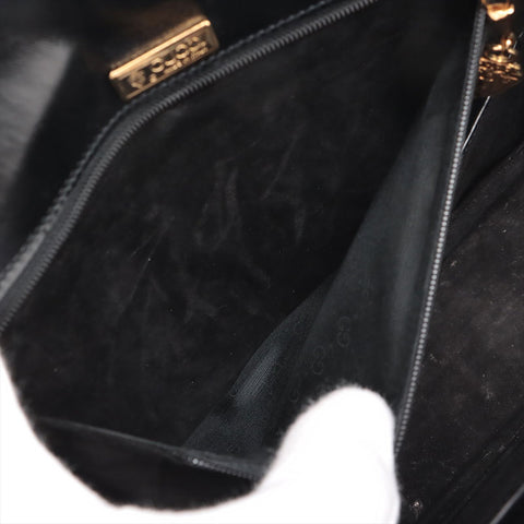 GUCCI Bamboo 2way leather Handbag black WS15687