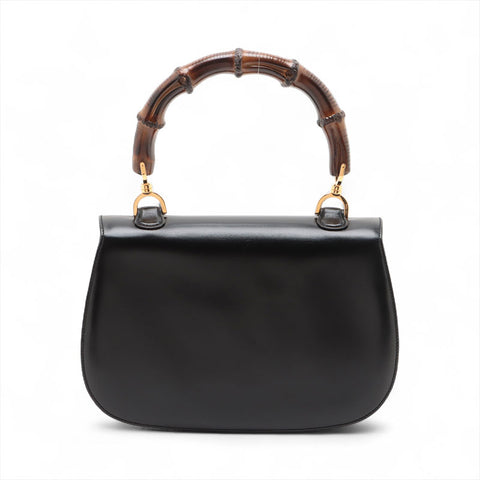 GUCCI Bamboo 2way leather Handbag black WS15687