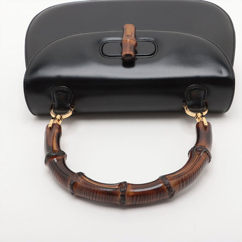 GUCCI Bamboo 2way leather Handbag black WS15687