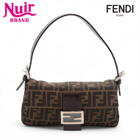 FENDI Zucca Mamma Bucket Shoulder Bag Brown WS15690