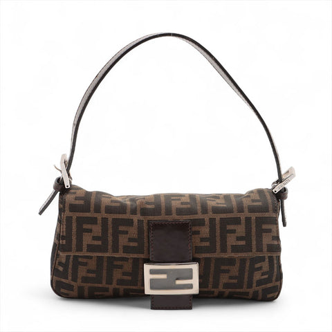 FENDI Zucca Mamma Bucket Shoulder Bag Brown WS15690