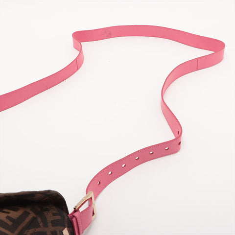 FENDI Zucca Mamma 2way Pink Shoulder Bag Brown WS15691