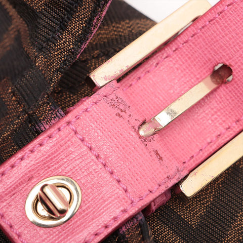 FENDI Zucca Mamma 2way Pink Shoulder Bag Brown WS15691