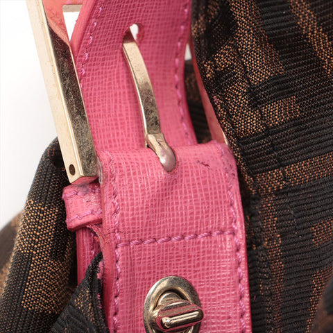 FENDI Zucca Mamma 2way Pink Shoulder Bag Brown WS15691