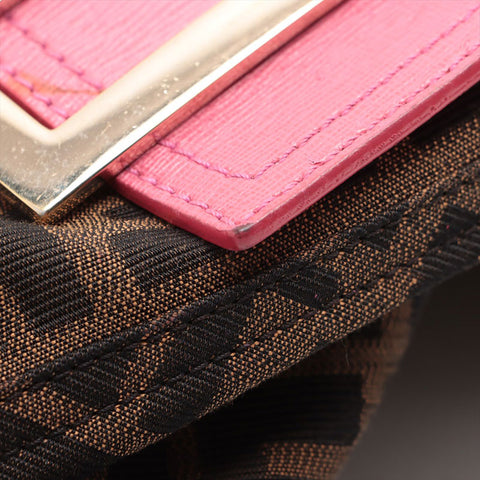 FENDI Zucca Mamma 2way Pink Shoulder Bag Brown WS15691