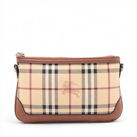 BURBERRY PVC Nova Check Shoulder Bag Brown WS15694