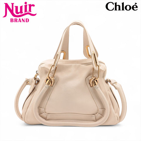 Chloe Leather Paraty 2way Handbag beige WS15695