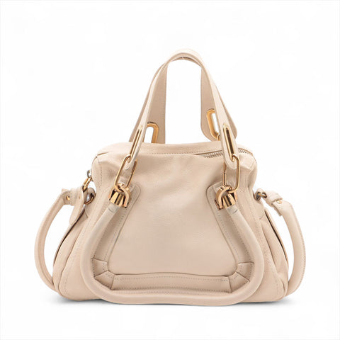 Chloe Leather Paraty 2way Handbag beige WS15695
