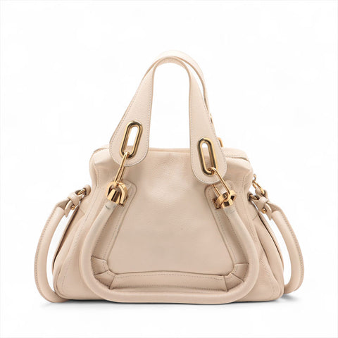 Chloe Leather Paraty 2way Handbag beige WS15695