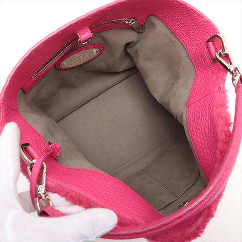 FENDI Mouton Selleria Leather Handbag pink WS15697
