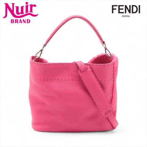FENDI Mouton Selleria Leather Handbag pink WS15697
