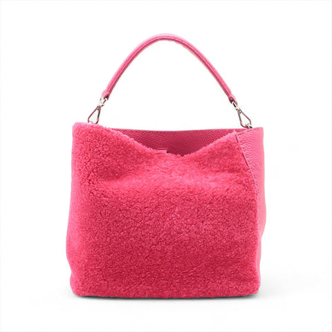 FENDI Mouton Selleria Leather Handbag pink WS15697