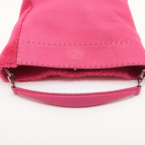 FENDI Mouton Selleria Leather Handbag pink WS15697
